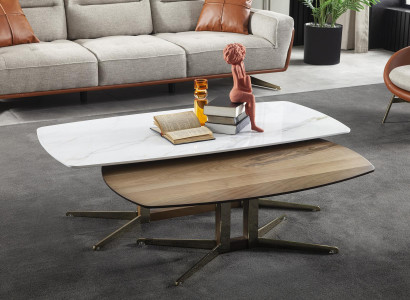 Table Coffee table Set 2x Tables Luxury Furniture Living room Design wooden table 2 pieces.